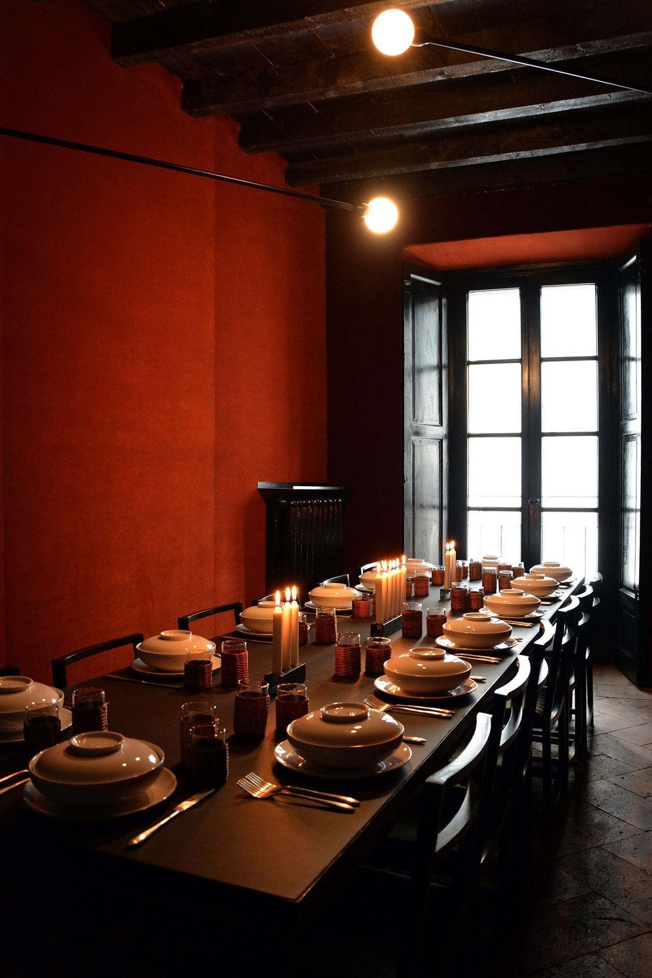 An asian restaurant's dining room.