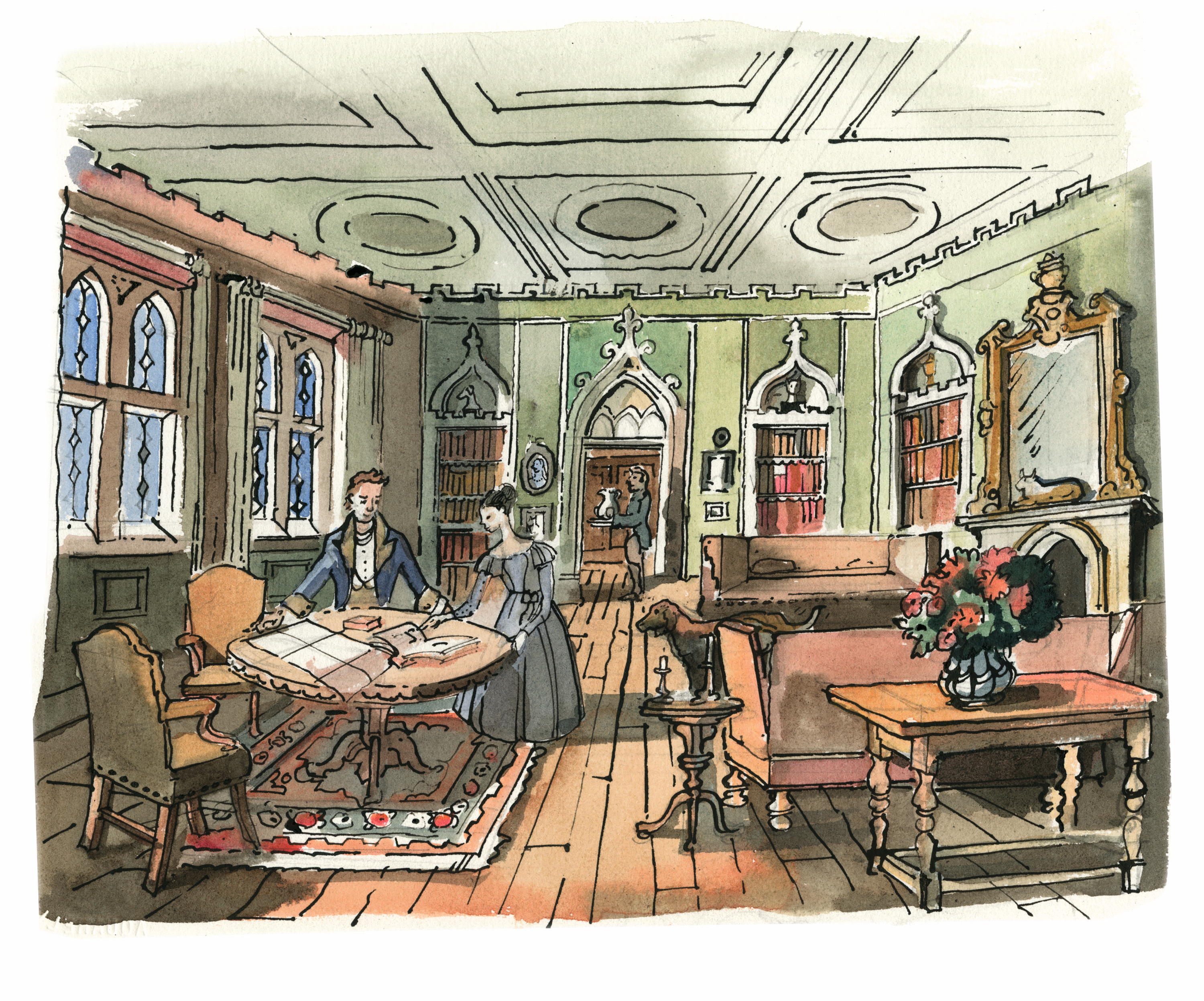 Daphne Du Maurier house illustrations by Matthew Rice December 2025