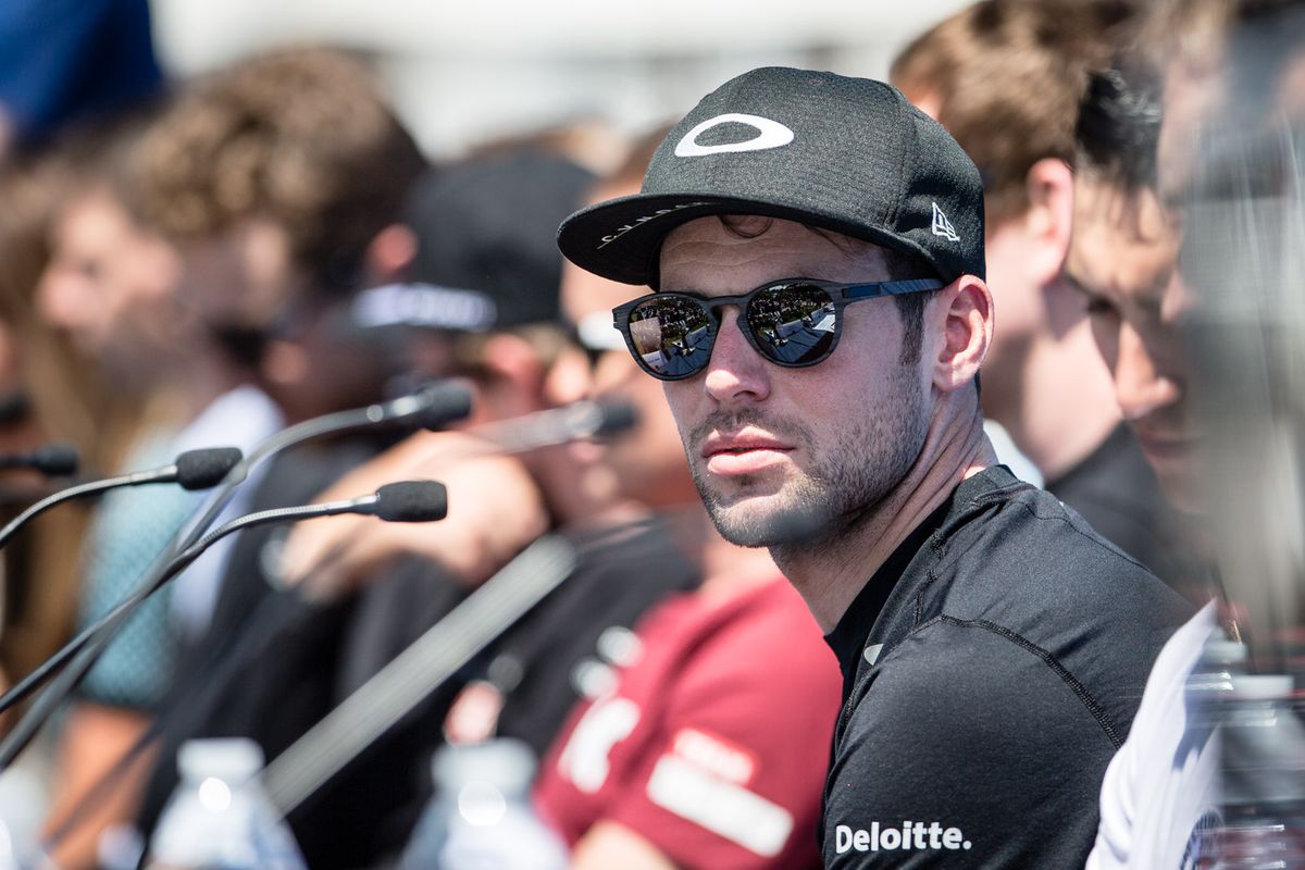 Mark Cavendish (Dimension Data) waits for questions