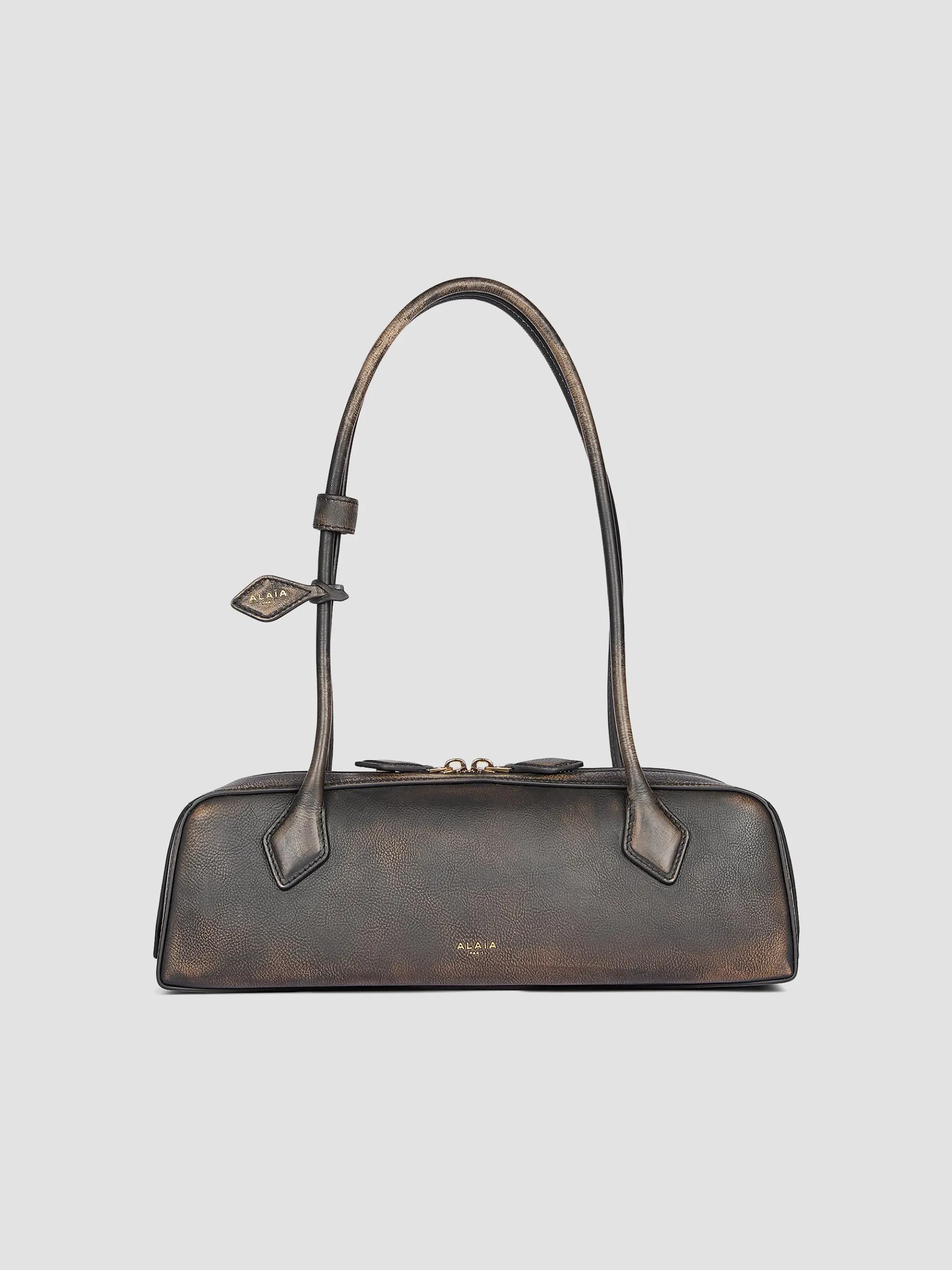 Medium Le Teckel Distressed Leather Shoulder Bag