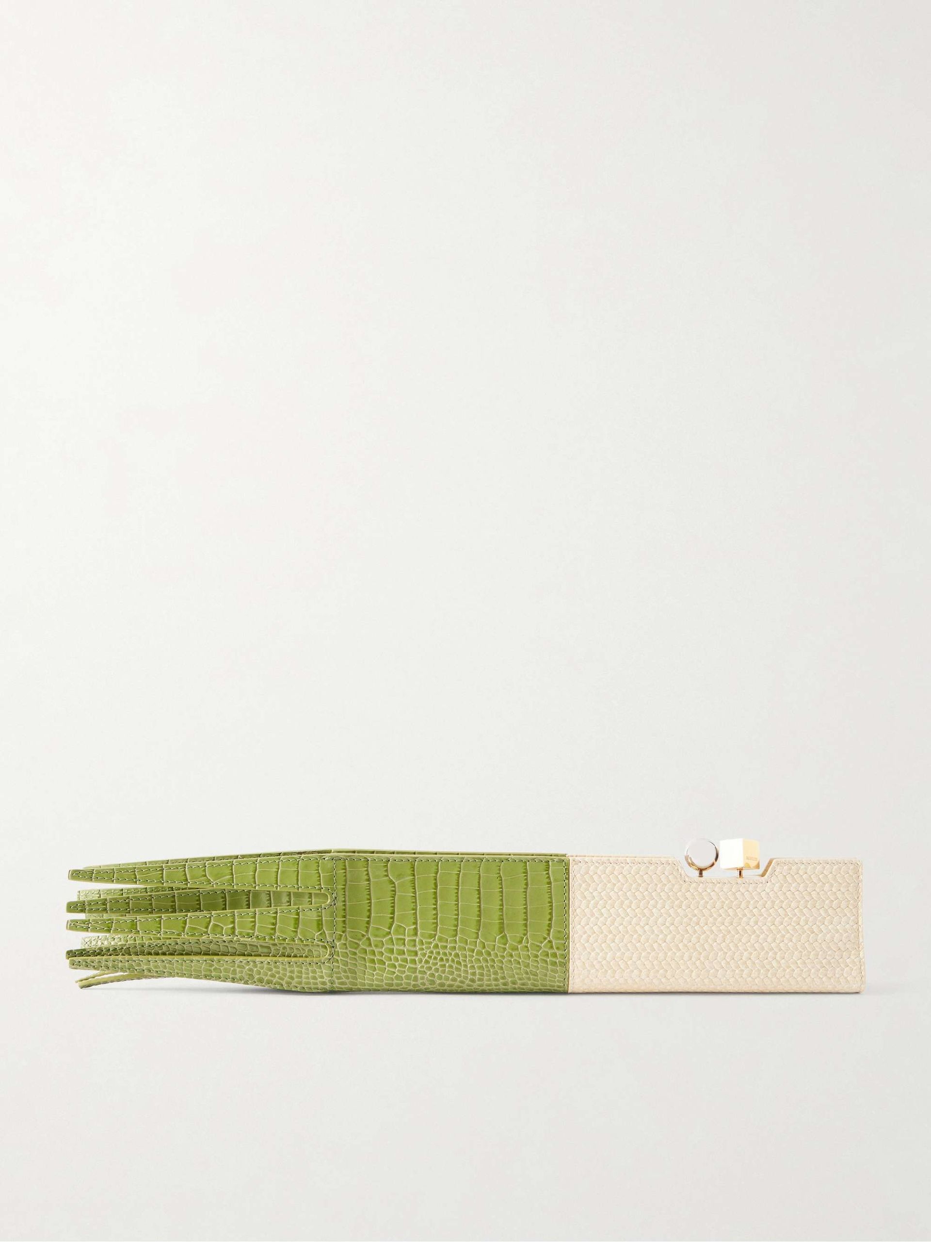Poireau Fringed Textured-Leather Clutch