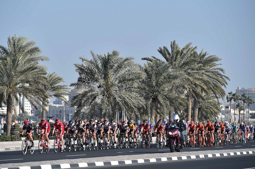 The peloton in action during the final stage at Tour of Qatar