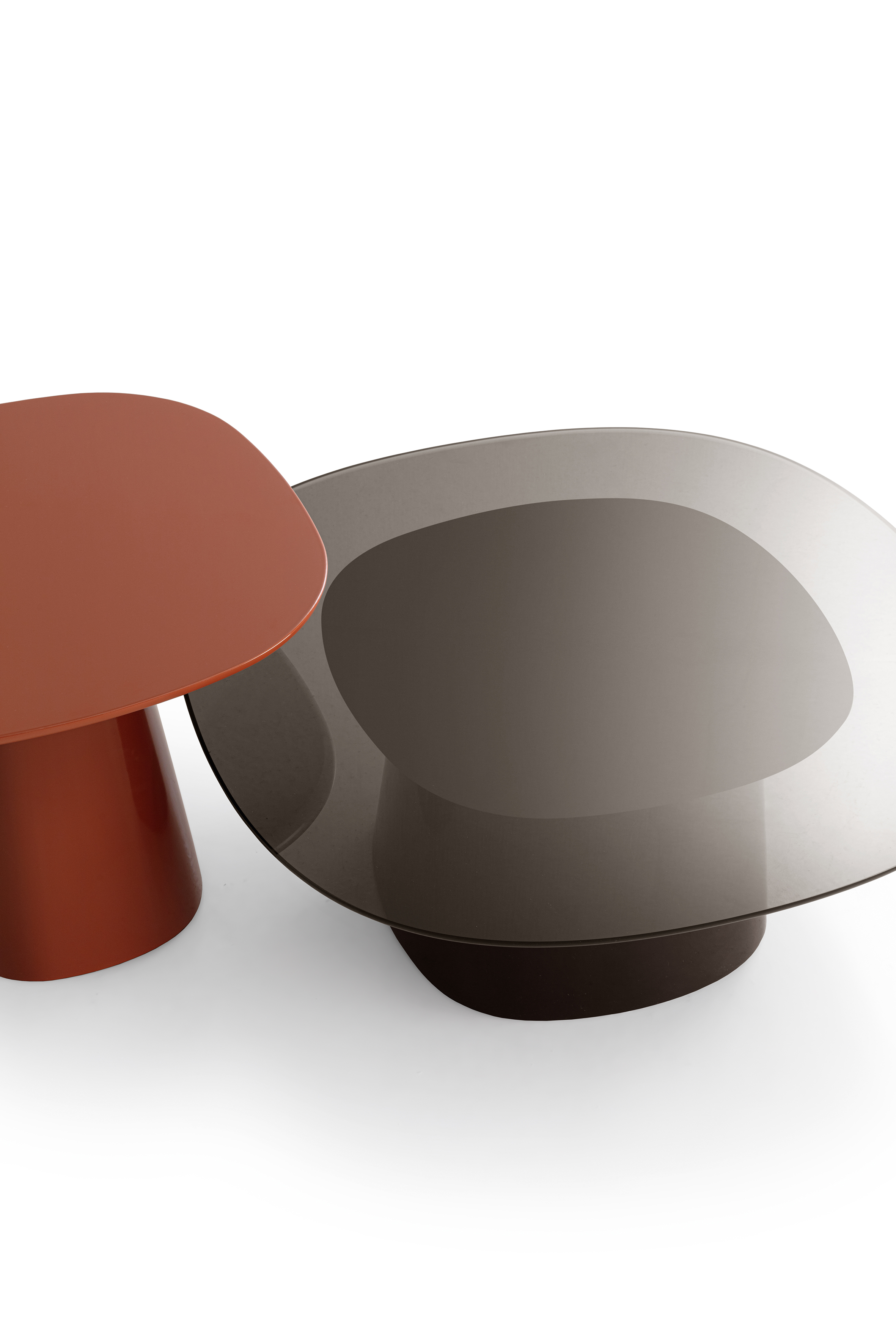 Milan Design Week B&B Italia Allure O'Dot coffee table in red metal and black glass