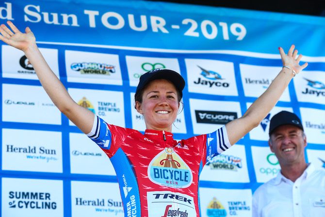 Trek-Segafredo's Ruth Winder was the most-aggressive rider after spending much of stage 1 solo at the head of affairs