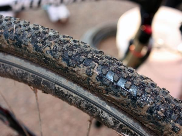 The new Specialized Tracer tubular is based on its Renegade mountain bike tire and uses a similar array of small, tightly packed knobs for a fast roll and good grip in most conditions.