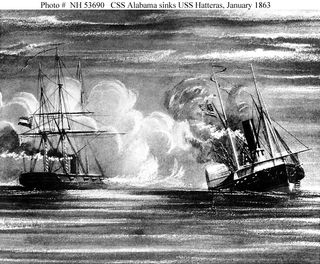 USS Hatteras and CSS Alabama in battle