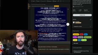 Still from Asmongold&#039;s stream about Palestinians