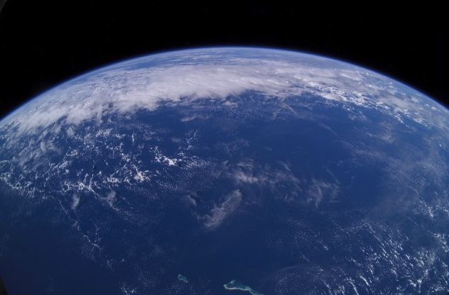 This view of Earth&#039;s horizon was taken by an Expedition 7 crewmember onboard the International Space Station on June 13, 2003.