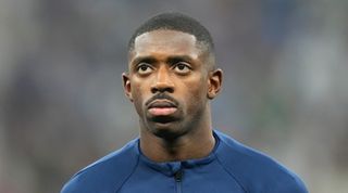 Ousmane Dembele of France looks on prior to the FIFA World Cup 2022 final between Argentina and France on 18 December, 2022 at the Lusail Iconic Stadium in Lusail, Qatar.