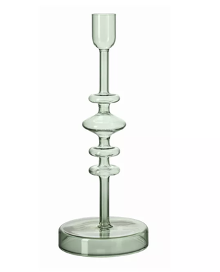 green glass candle holder