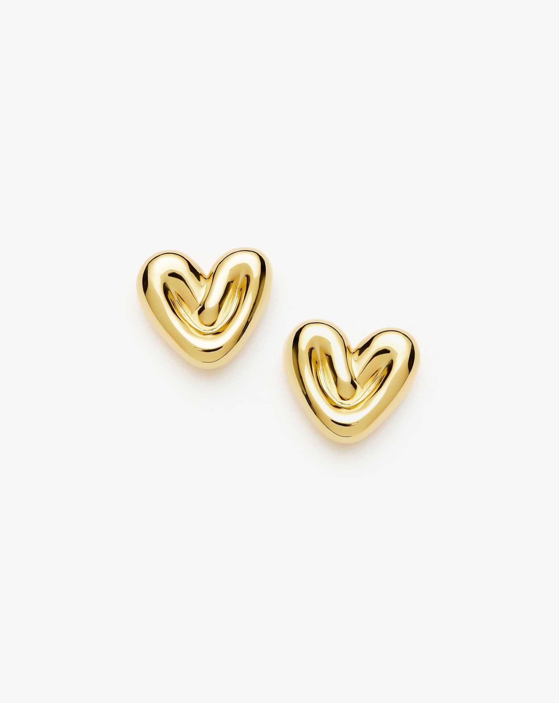 Puffy Heart Stud Earrings | 18ct Gold Plated - 18ct Gold Plated