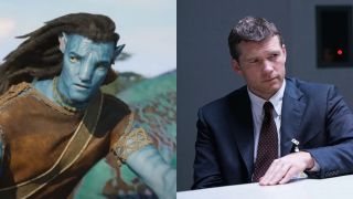 Jake Sully in Avatar: The Way of Water; Sam Worthington on Manhunt: Unabomber