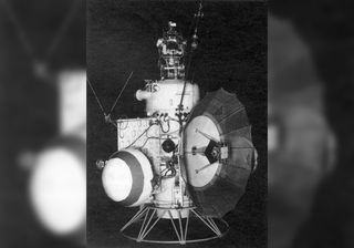 A model of Mars 1, a Mars flyby spacecraft launched to the Red Planet by the Soviet Union on Nov. 1, 1962.
