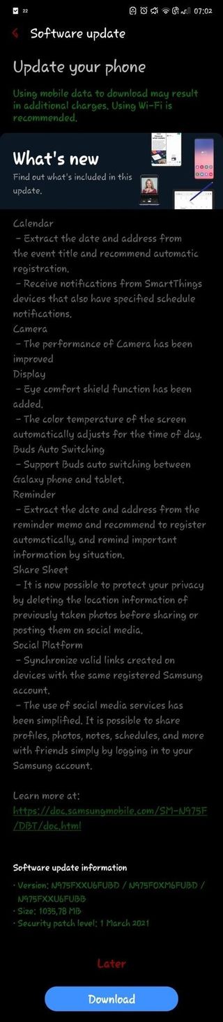 Galaxy Note 10 One Ui 3 1 Update