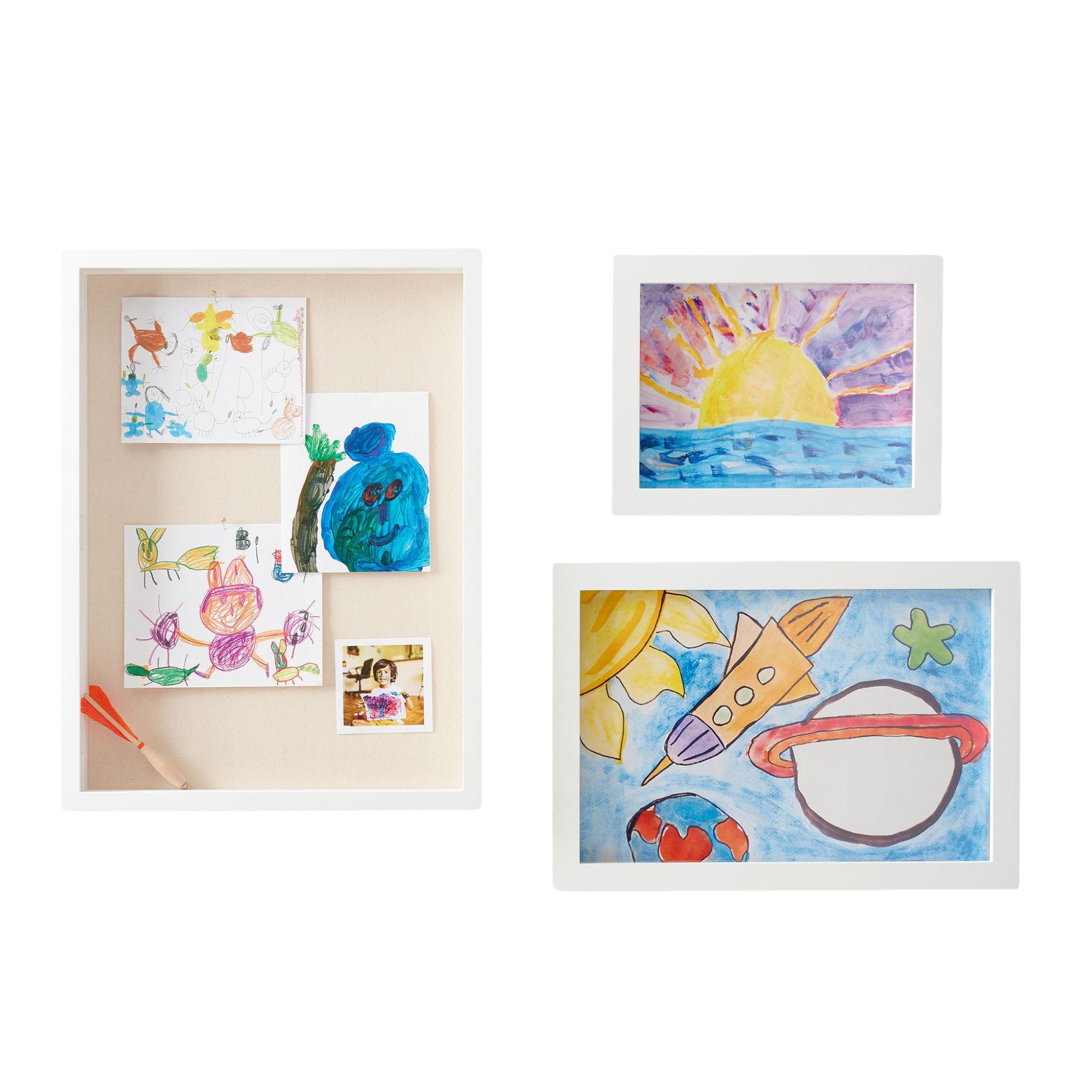 gallery wall frame set with kids paintings