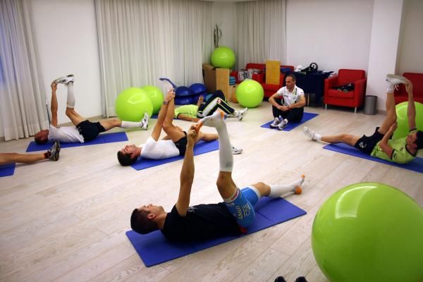 The riders did daily stretching and relaxation sessions
