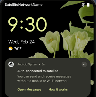 notification when device connects to satellite
