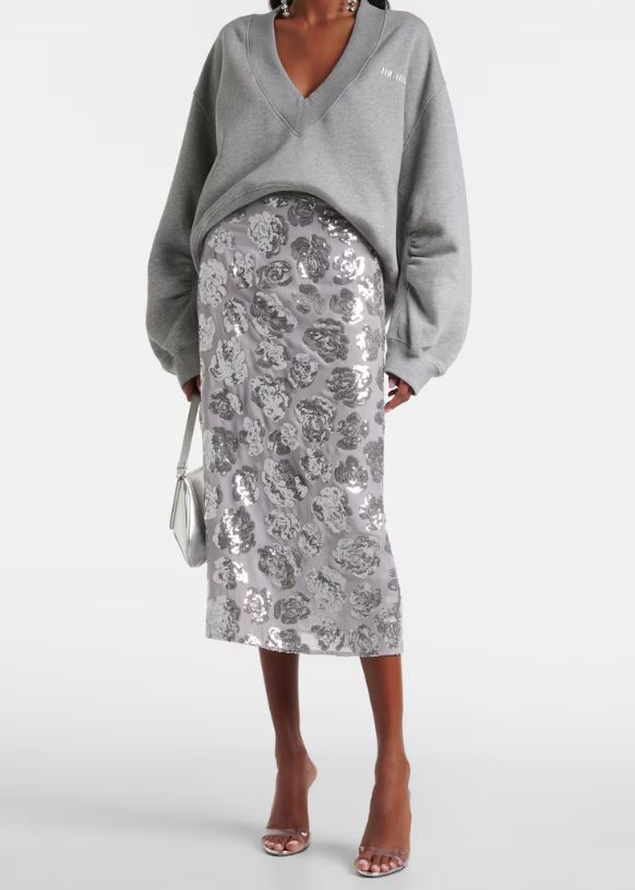 Image of grey sequin skirt