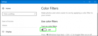 toggle color filters to on