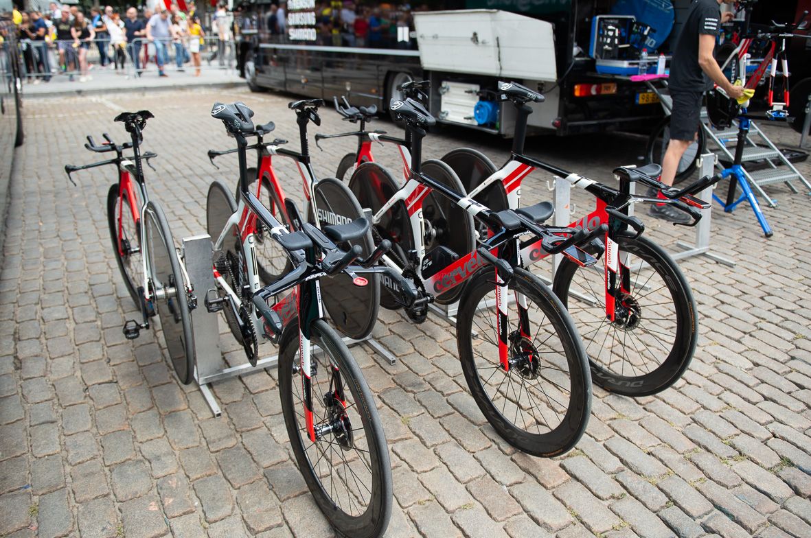 Team Sunweb's Cervelo P5, another relatively new TT model that uses disc brakes
