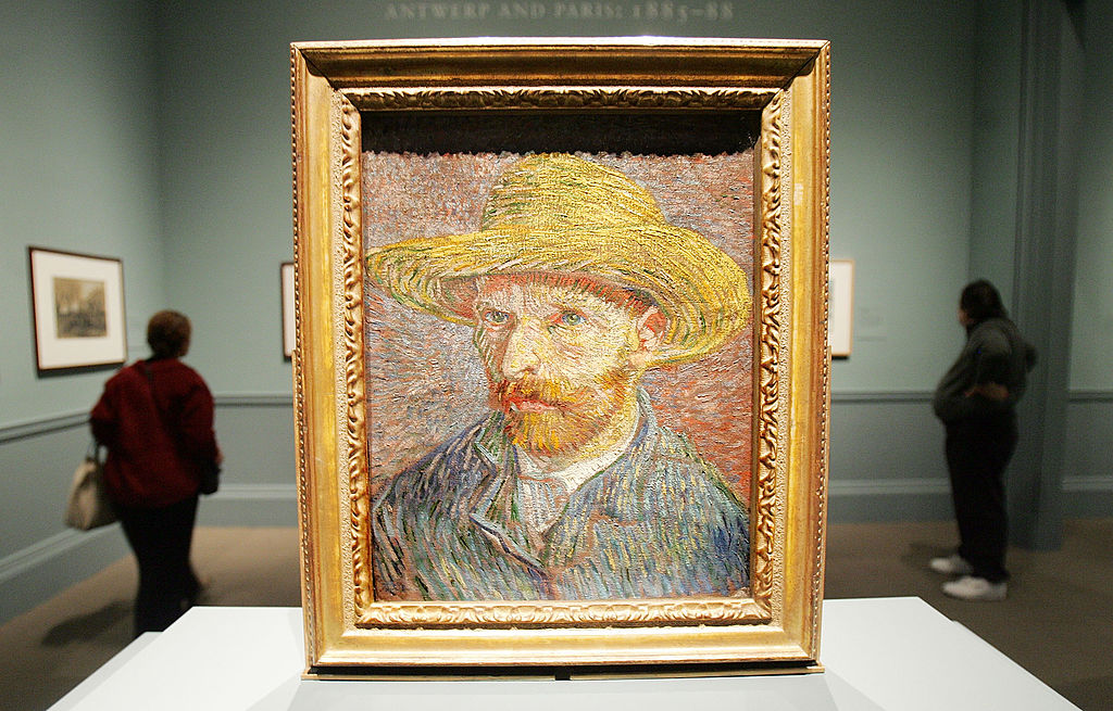A photo of a self portrait painted by Vincent Van Gogh