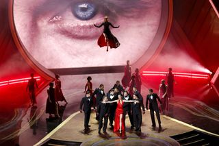 Margaret Qualley perfoms onstage during the 97th Annual Oscars at Dolby Theatre on March 02, 2025 in Hollywood, California.