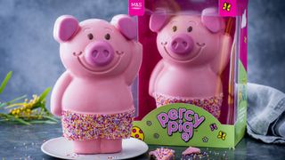 M&S Percy Pig giant Easter egg super cute strawberry & raspberry flavour white chocolate hollow