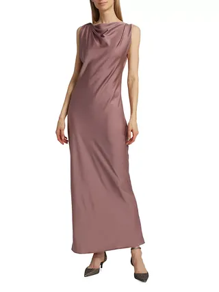 Wayf Kate Satin Draped Maxi Dress