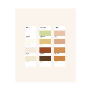 A color palette art print poster of the tones of chai making