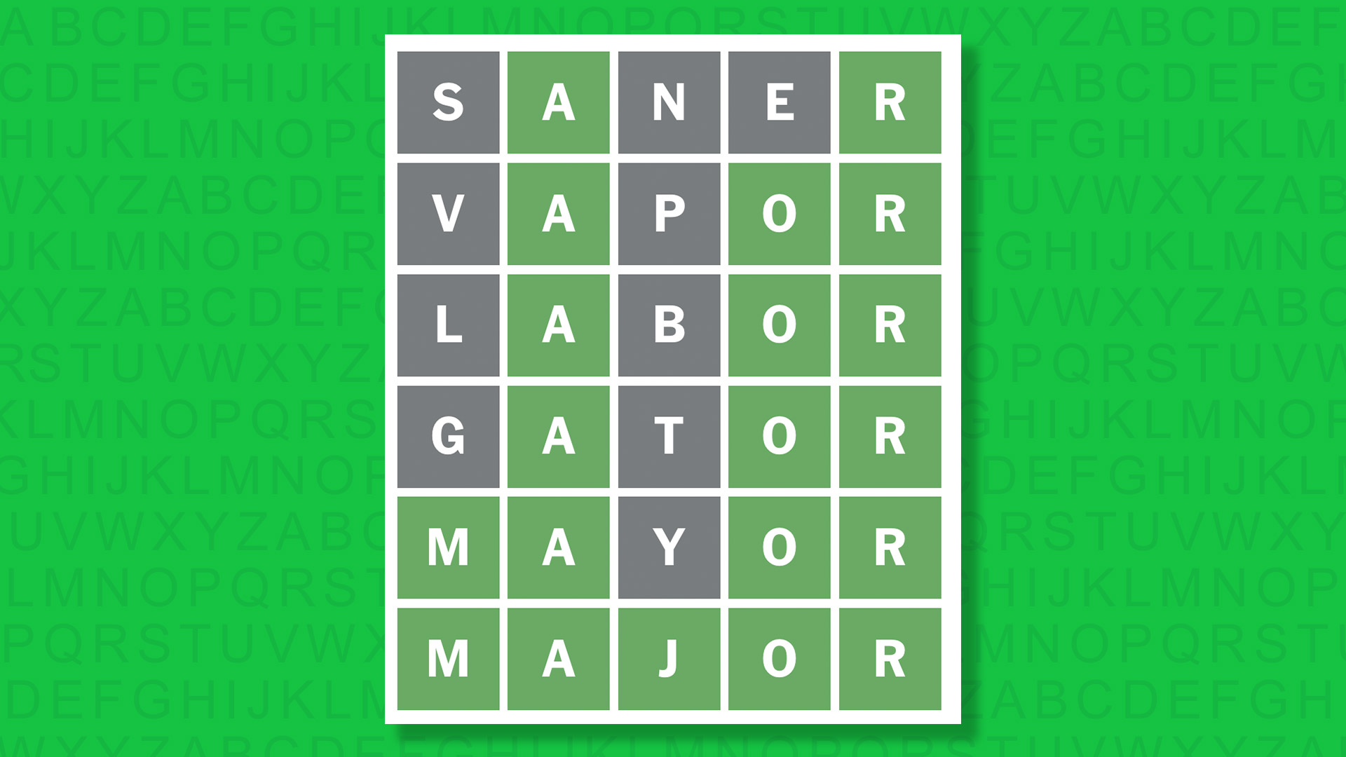 NYT Wordle answer for game 1938 on a green background
