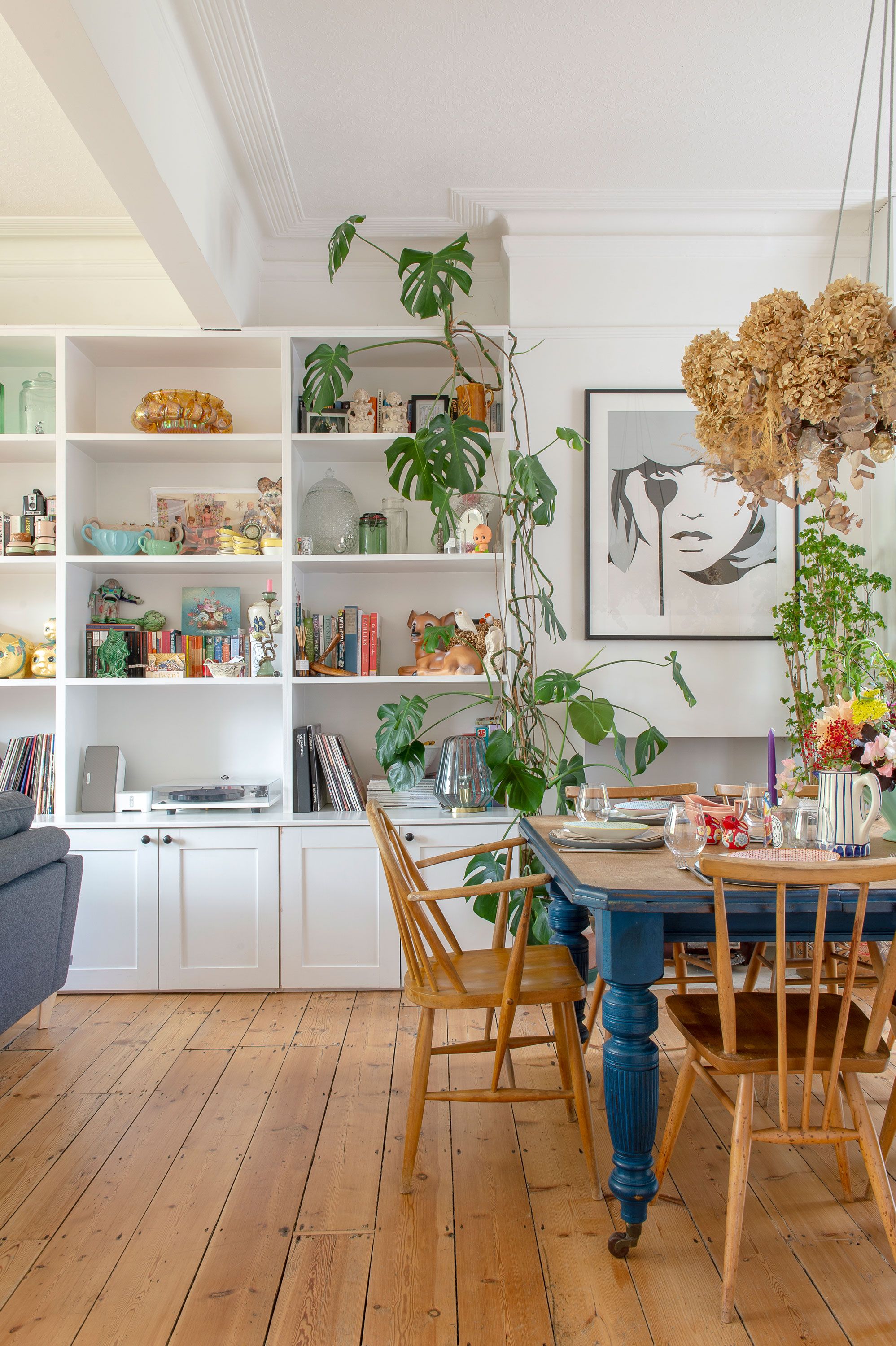 Shoe designer Jacqueline has filled her renovated Edwardian home with antique furniture, art, plants and ornaments from her travels.