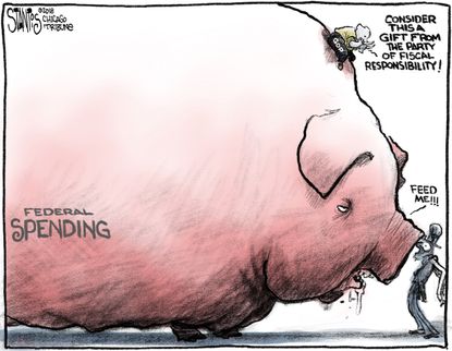 Political cartoon U.S. Congress budget deal spending bill