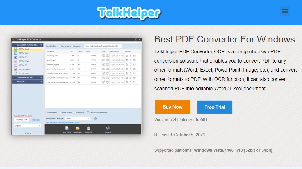 Website screenshot for TalkHelper PDF Converter