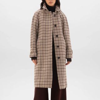 'The Balmacaan' Women's Coat | Blonde Houndstooth