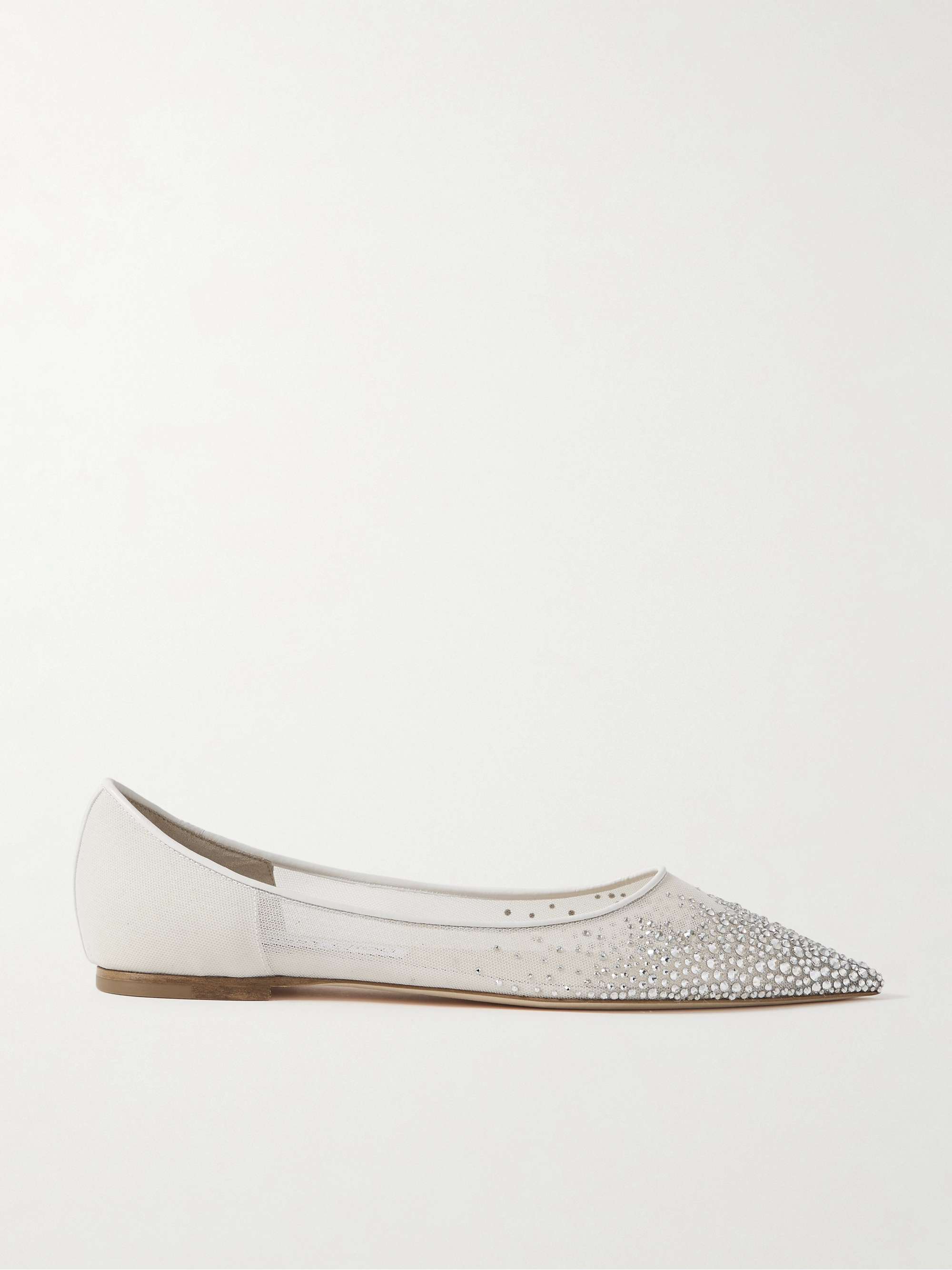 Love Crystal-Embellished Mesh Point-Toe Flats