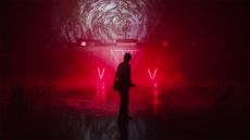 Alan Wake 2 screenshot – silhouetted figure on a red lit backdrop