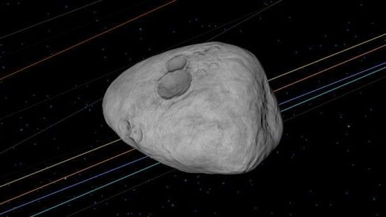 an illustration of an asteroid in space