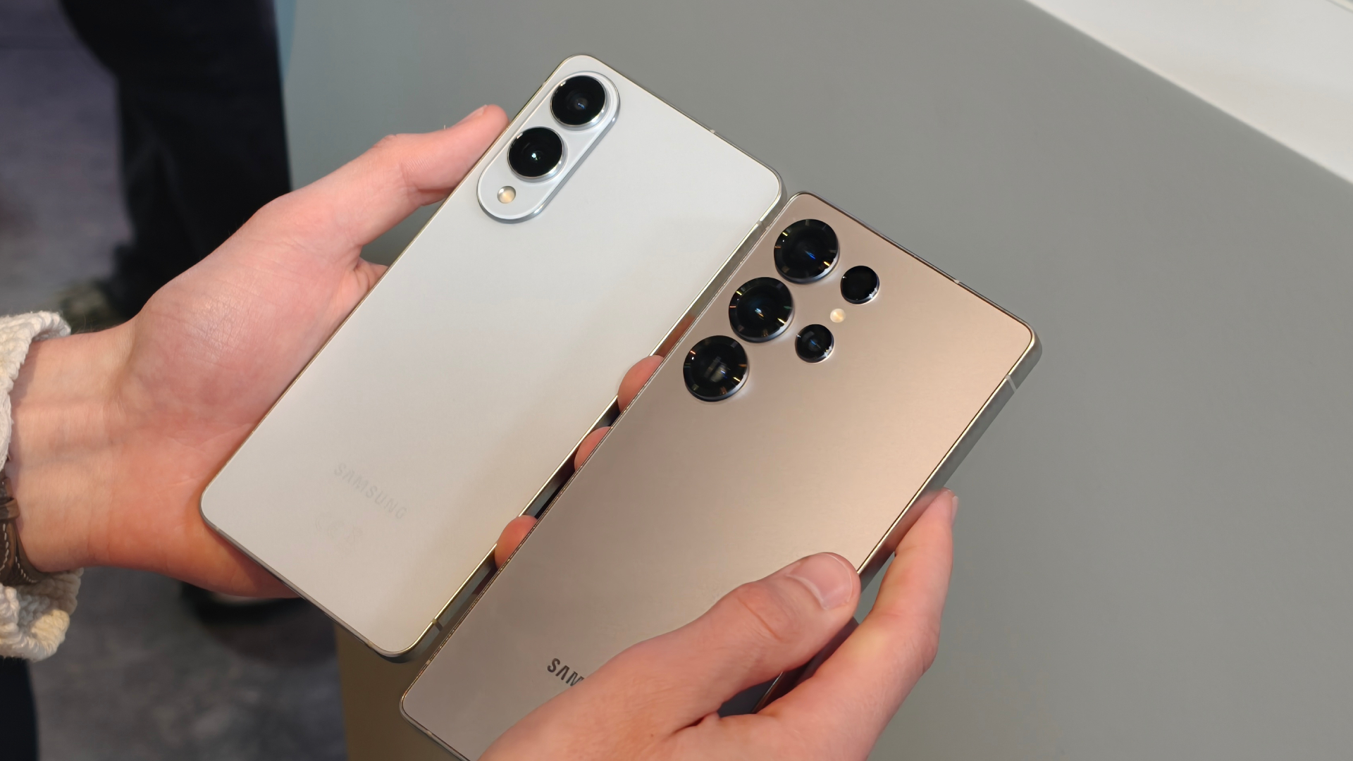The Samsung Galaxy S25 Edge next to the Samsung Galaxy S25 Ultra