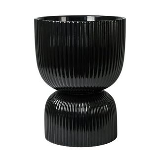 Mainstays 10”d X 13.5”h Round Ceramic Fulted Planter, Black