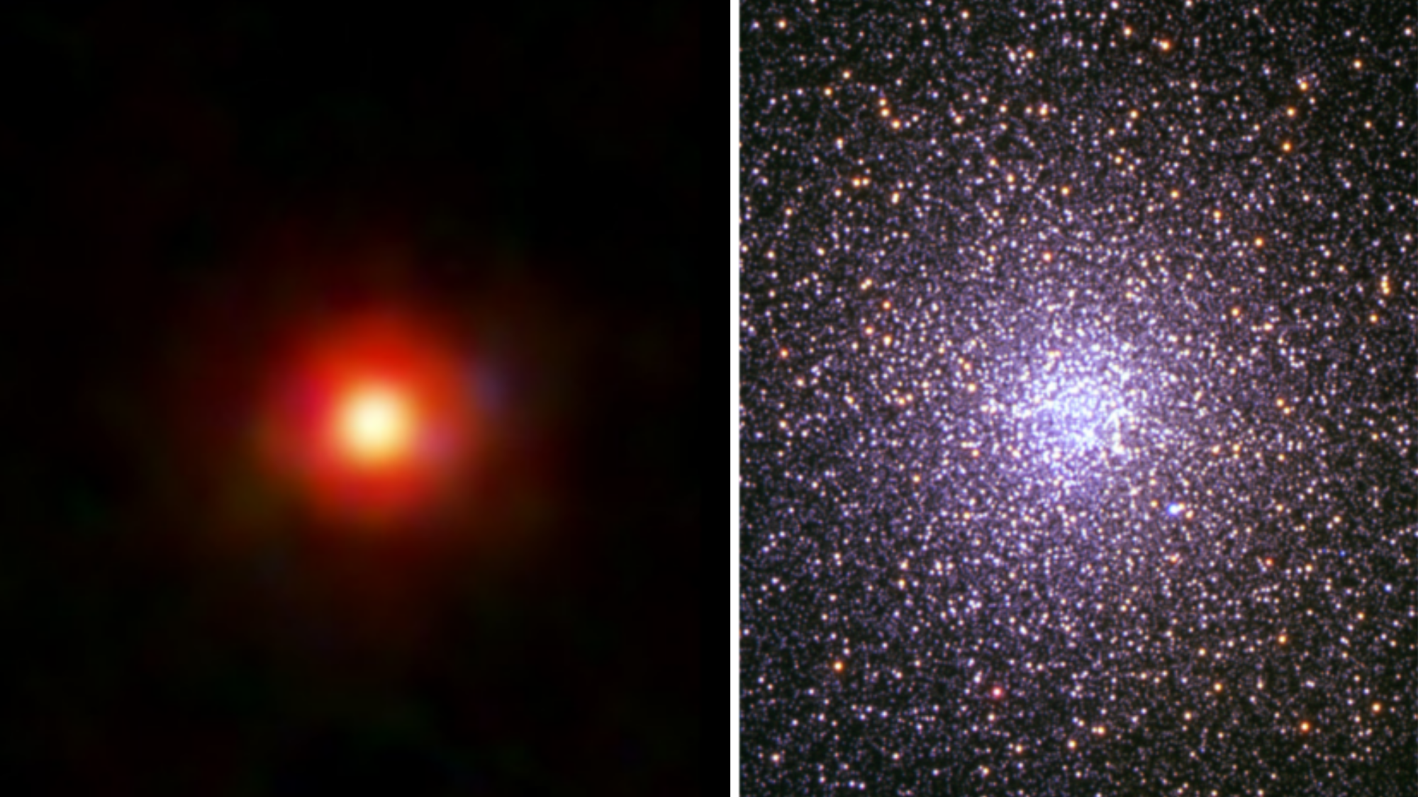 Did Little Red Dot like the one on the left evolve into globular clusters like 47 Tucanae (right)?