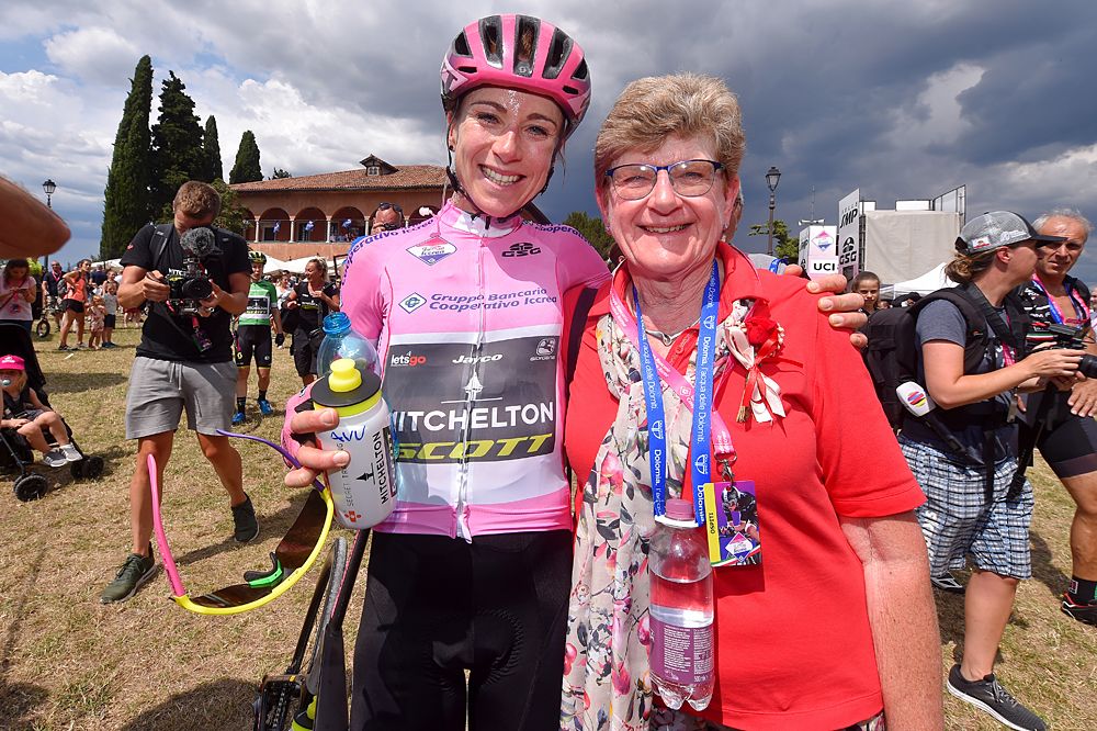 Annemiek van Vleuten (Mitchelton-Scott) wins the 2019 Giro Rosa, celebrates with her mother