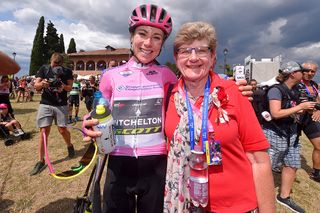 Annemiek van Vleuten (Mitchelton-Scott) wins the 2019 Giro Rosa, celebrates with her mother