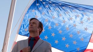 Bob Odenkirk in front of the flag in Better Call Saul