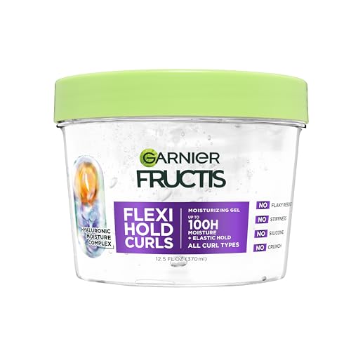 Garnier Fructis Flexi Hold Curls Moisturizing Gel, Curl Hair Styling Gel With Hyaluronic Moisture Complex, Provides Up to 100hrs of Moisture &amp;amp; Definition for All Curl Types, 12.5 Fl Oz