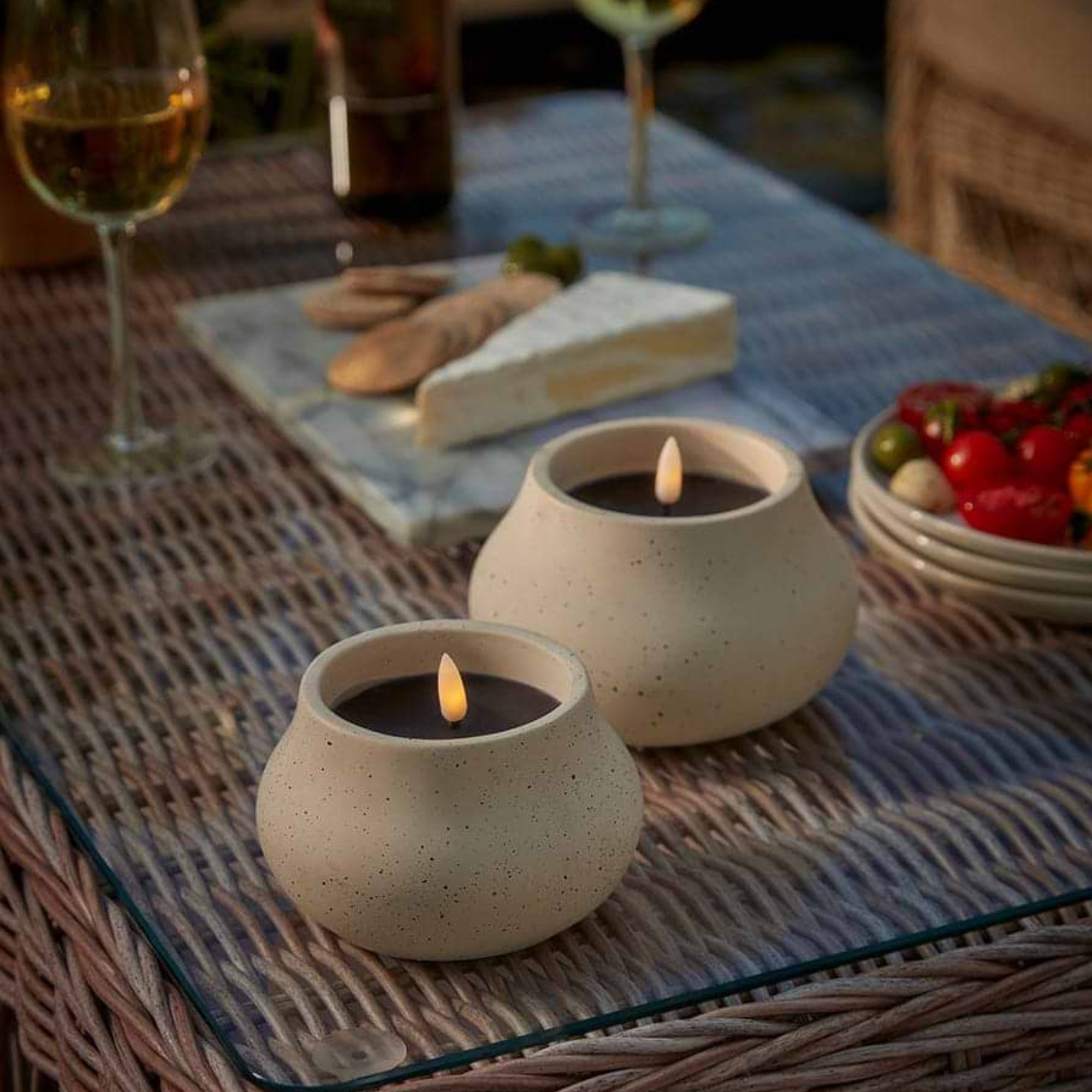 Cox &amp;amp; Cox, Three Concrete Led Candles