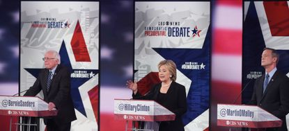 Hillary Clinton dates herself during the second Democratic presidential primary debate. 