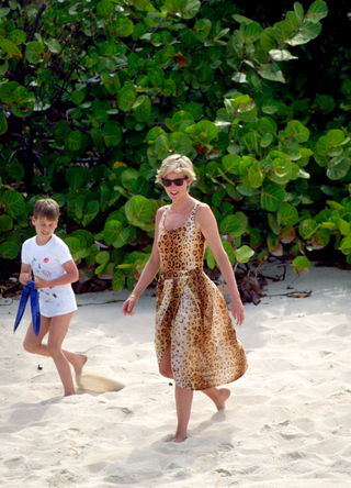 Diana Princess Of Wales With Prince William On A Beach Holiday In Necker in 1990