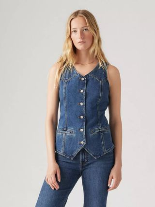 levi's, LONGLINE DENIM VEST