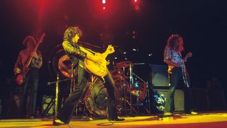 Led Zeppelin onstage in the US in 1977