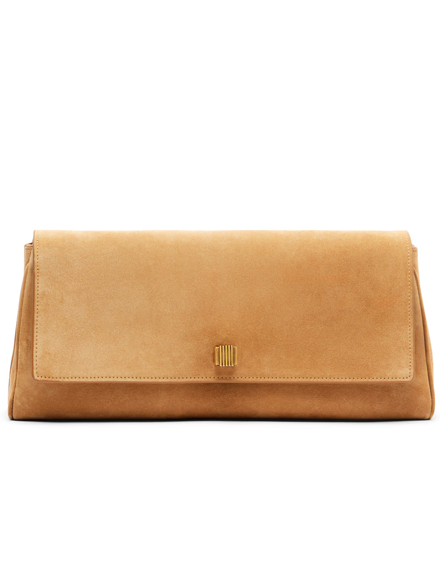Audrey Suede Clutch in Beige - Khaite